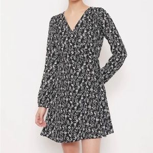 NWT loft black floral wrap dress